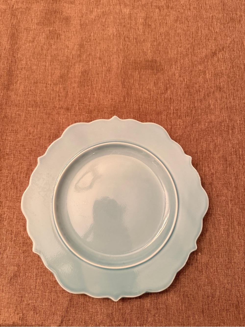 Threshold Scalloped Ceramic Dinner Plate in Light Blue